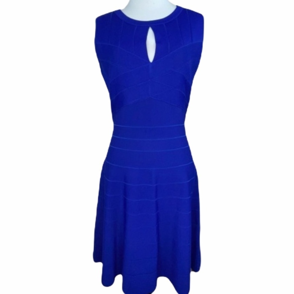 Adrianna Papell Blue Fit & Flare Dress Sleeveless M